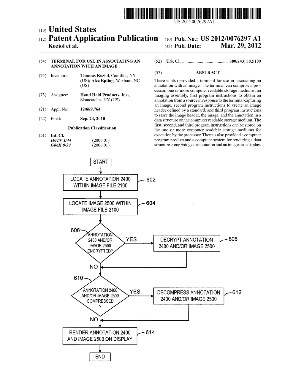 TERMINAL FOR USE IN ASSOCIATING AN ANNOTATION WITH AN IMAGE - diagram, schematic, and image 01