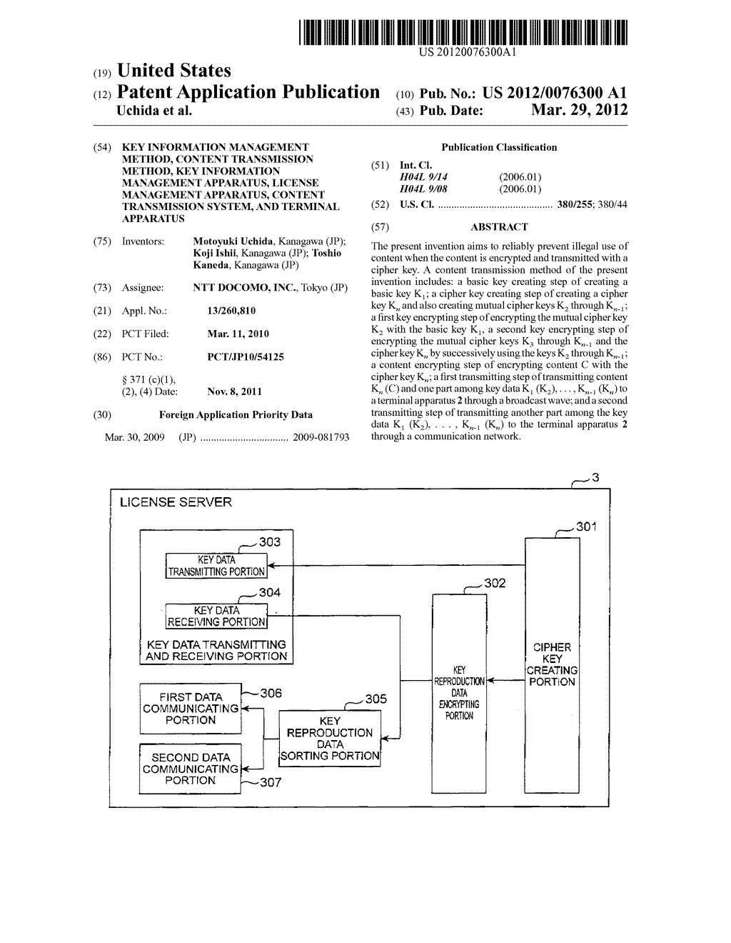 KEY INFORMATION MANAGEMENT METHOD, CONTENT TRANSMISSION METHOD, KEY     INFORMATION MANAGEMENT APPARATUS, LICENSE MANAGEMENT APPARATUS, CONTENT     TRANSMISSION SYSTEM, AND TERMINAL APPARATUS - diagram, schematic, and image 01