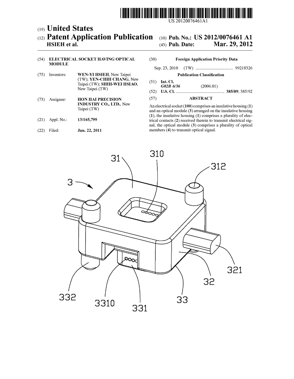 ELECTRICAL SOCKET HAVING OPTICAL MODULE - diagram, schematic, and image 01