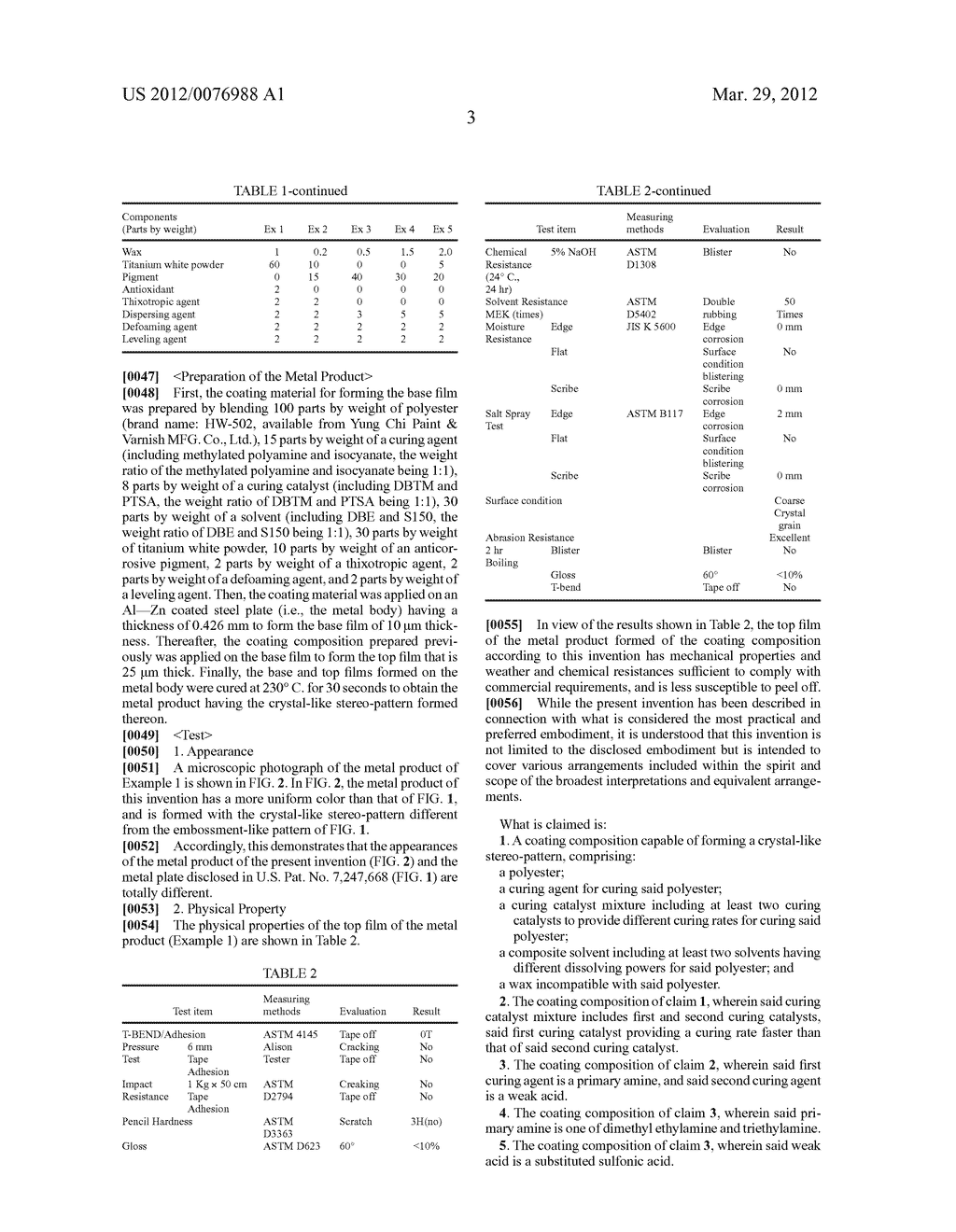 COATING COMPOSITION CAPABLE OF FORMING A CRYSTAL-LIKE STEREO-PATTERN AND     METAL PRODUCT HAVING THE CRYSTAL-LIKE STEREO-PATTERN FORMED THEREON - diagram, schematic, and image 06