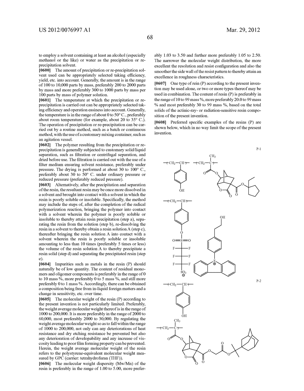 ACTINIC-RAY- OR RADIATION-SENSITIVE RESIN COMPOSITION, ACTINIC-RAY- OR     RADIATION-SENSITIVE FILM THEREFROM AND METHOD OF FORMING PATTERN - diagram, schematic, and image 69