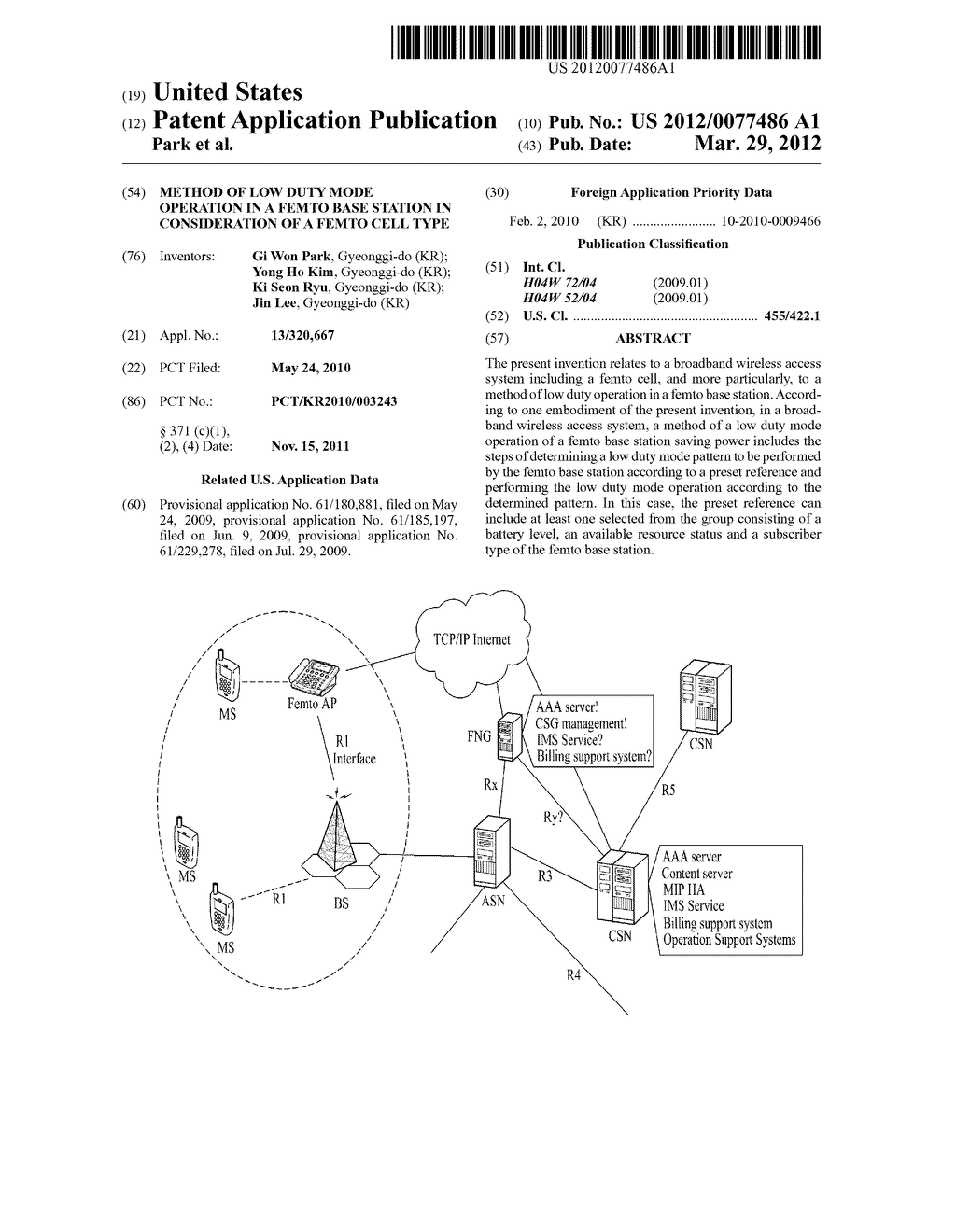 METHOD OF LOW DUTY MODE OPERATION IN A FEMTO BASE STATION IN CONSIDERATION     OF A FEMTO CELL TYPE - diagram, schematic, and image 01