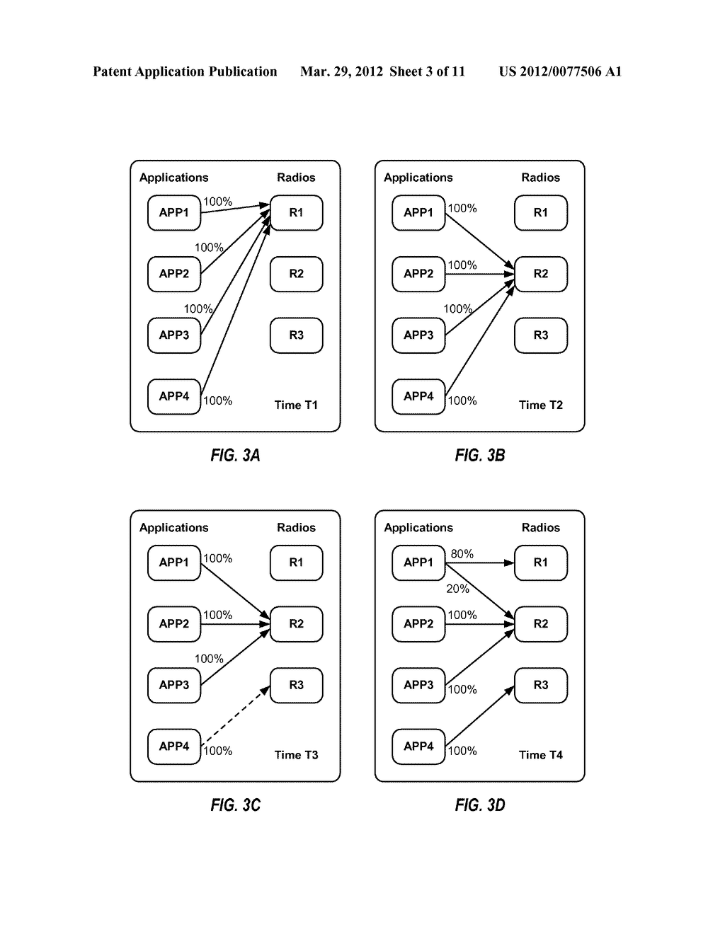 METHOD AND APPARATUS FOR SELECTING RADIOS AND MAPPING APPLICATIONS TO     RADIOS ON A WIRELESS DEVICE - diagram, schematic, and image 04