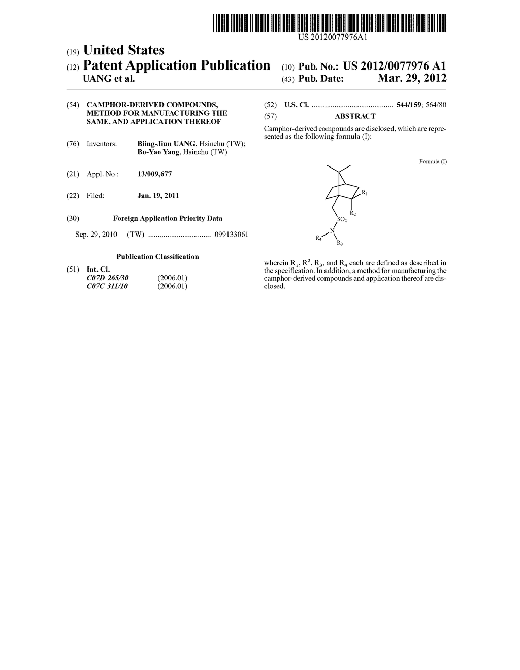 CAMPHOR-DERIVED COMPOUNDS, METHOD FOR MANUFACTURING THE SAME, AND     APPLICATION THEREOF - diagram, schematic, and image 01