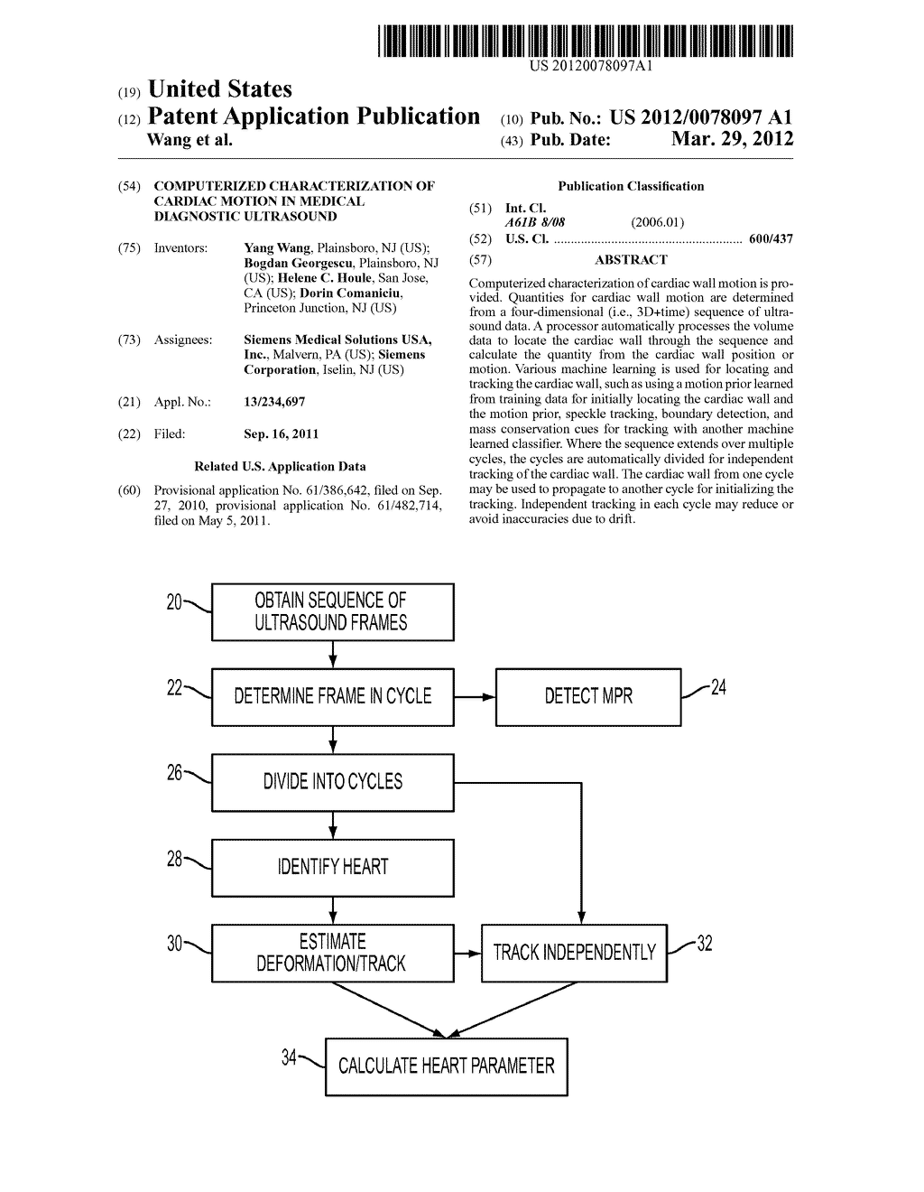 COMPUTERIZED CHARACTERIZATION OF CARDIAC MOTION IN MEDICAL DIAGNOSTIC     ULTRASOUND - diagram, schematic, and image 01