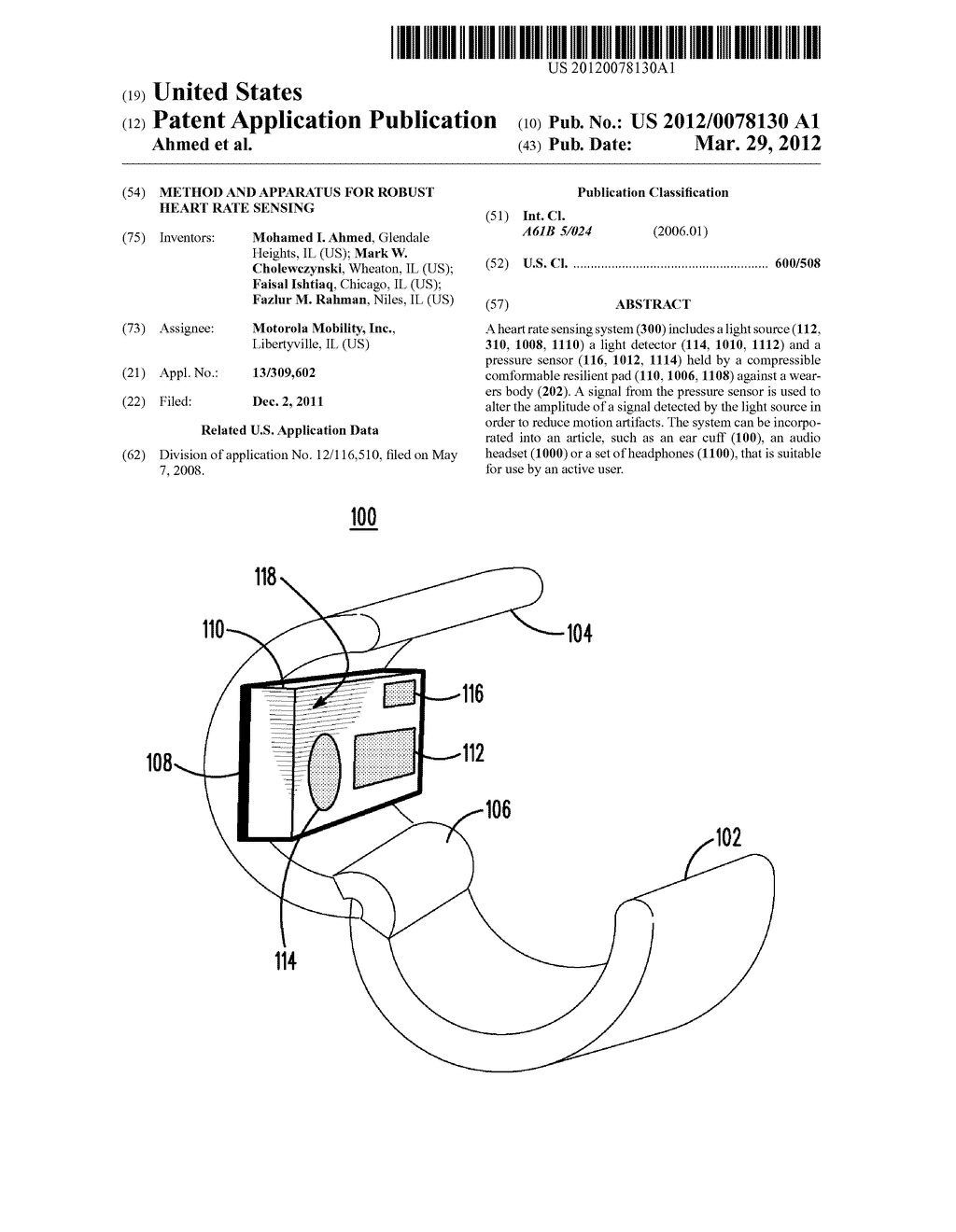 METHOD AND APPARATUS FOR ROBUST HEART RATE SENSING - diagram, schematic, and image 01