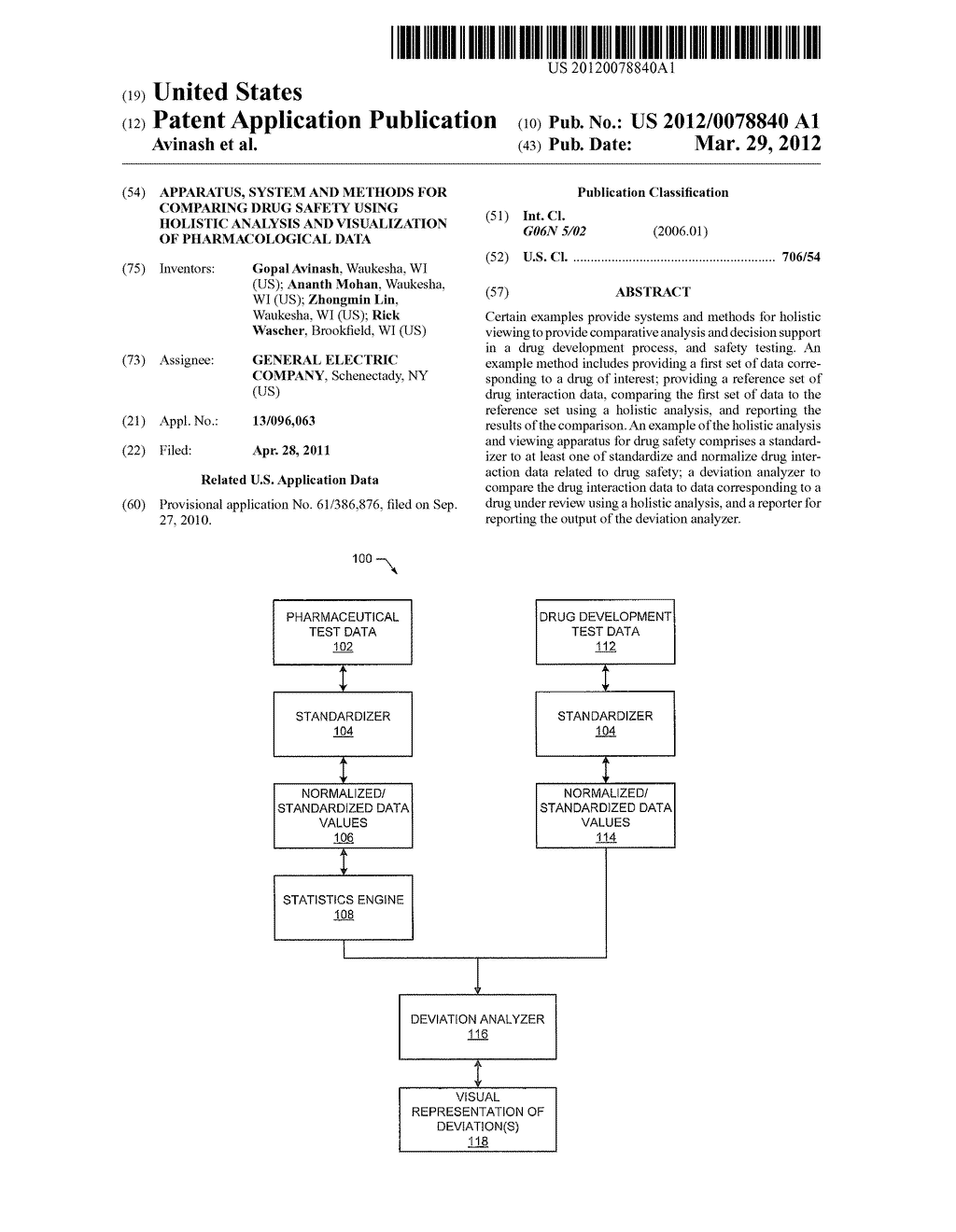 APPARATUS, SYSTEM AND METHODS FOR COMPARING DRUG SAFETY USING HOLISTIC     ANALYSIS AND VISUALIZATION OF PHARMACOLOGICAL DATA - diagram, schematic, and image 01