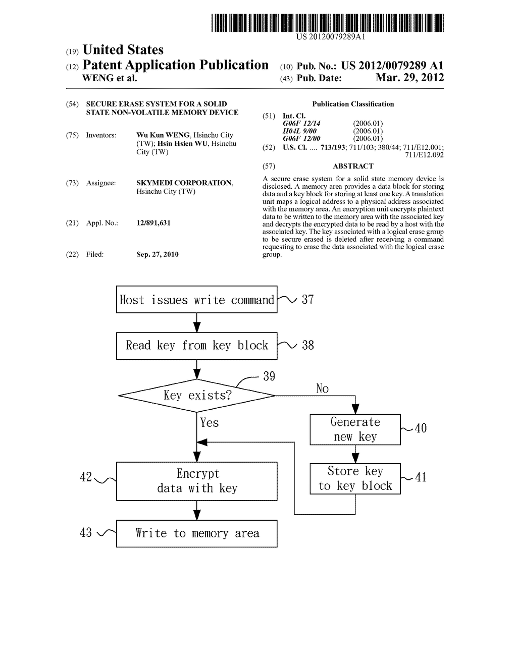 SECURE ERASE SYSTEM FOR A SOLID STATE NON-VOLATILE MEMORY DEVICE - diagram, schematic, and image 01