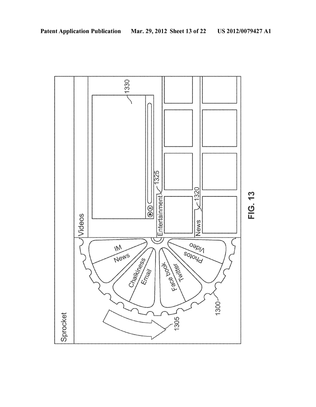 Sprocket  Shaped User Interface for Navigating a Dynamic Collection of     Information - diagram, schematic, and image 14