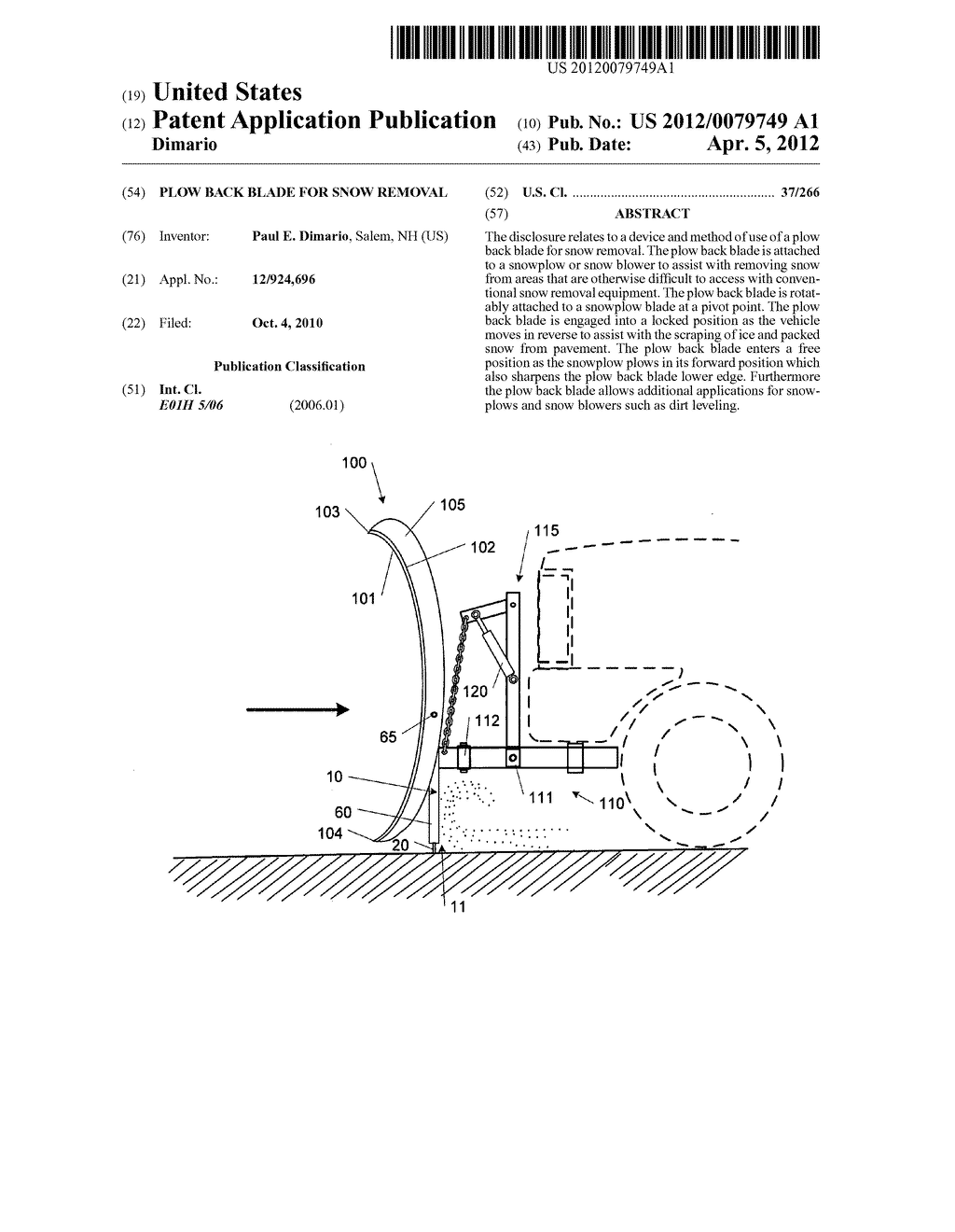 Plow back blade for snow removal - diagram, schematic, and image 01