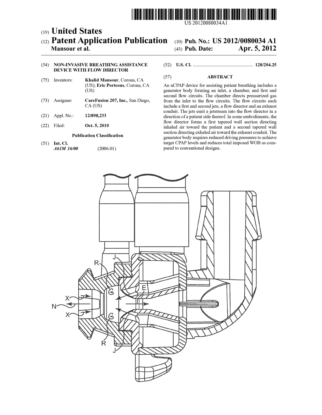 NON-INVASIVE BREATHING ASSISTANCE DEVICE WITH FLOW DIRECTOR - diagram, schematic, and image 01