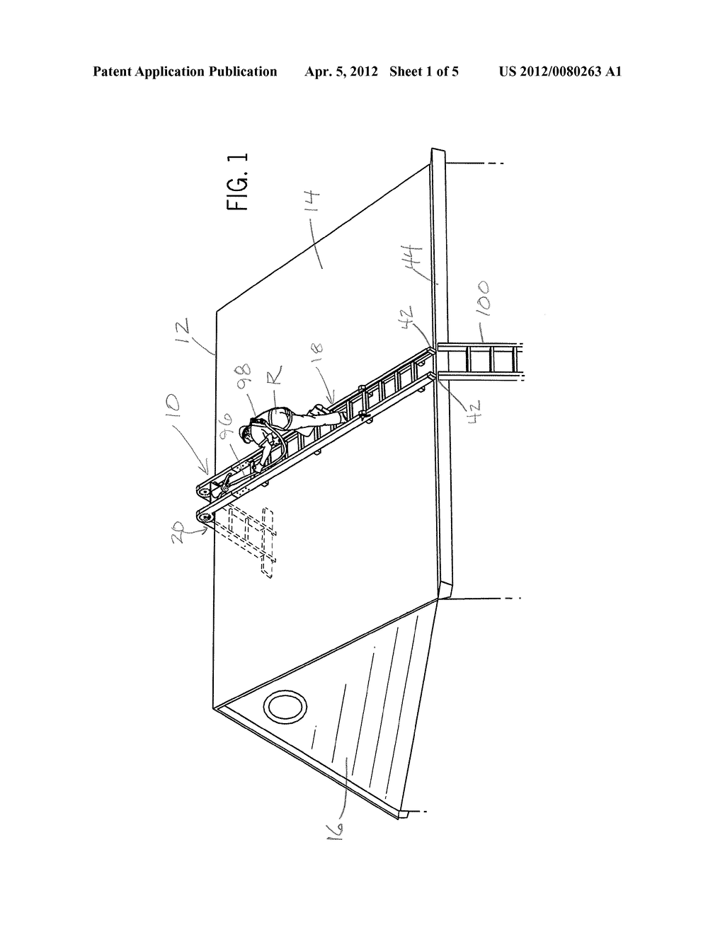 Adjustable Hang Ladder with Fall Arresting and Cushioning Arrangement - diagram, schematic, and image 02