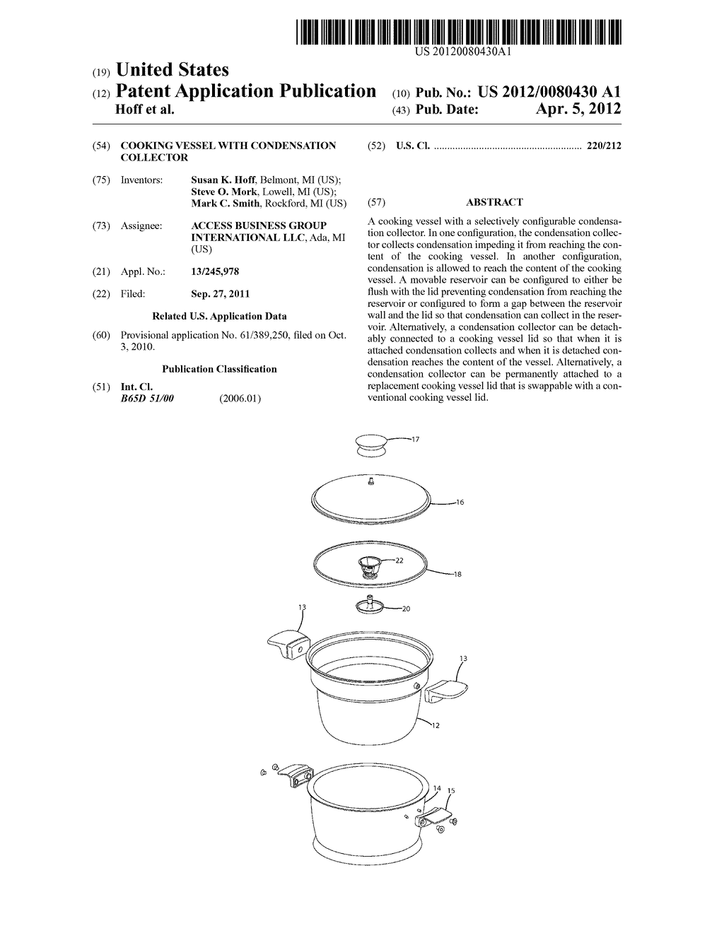 COOKING VESSEL WITH CONDENSATION COLLECTOR - diagram, schematic, and image 01