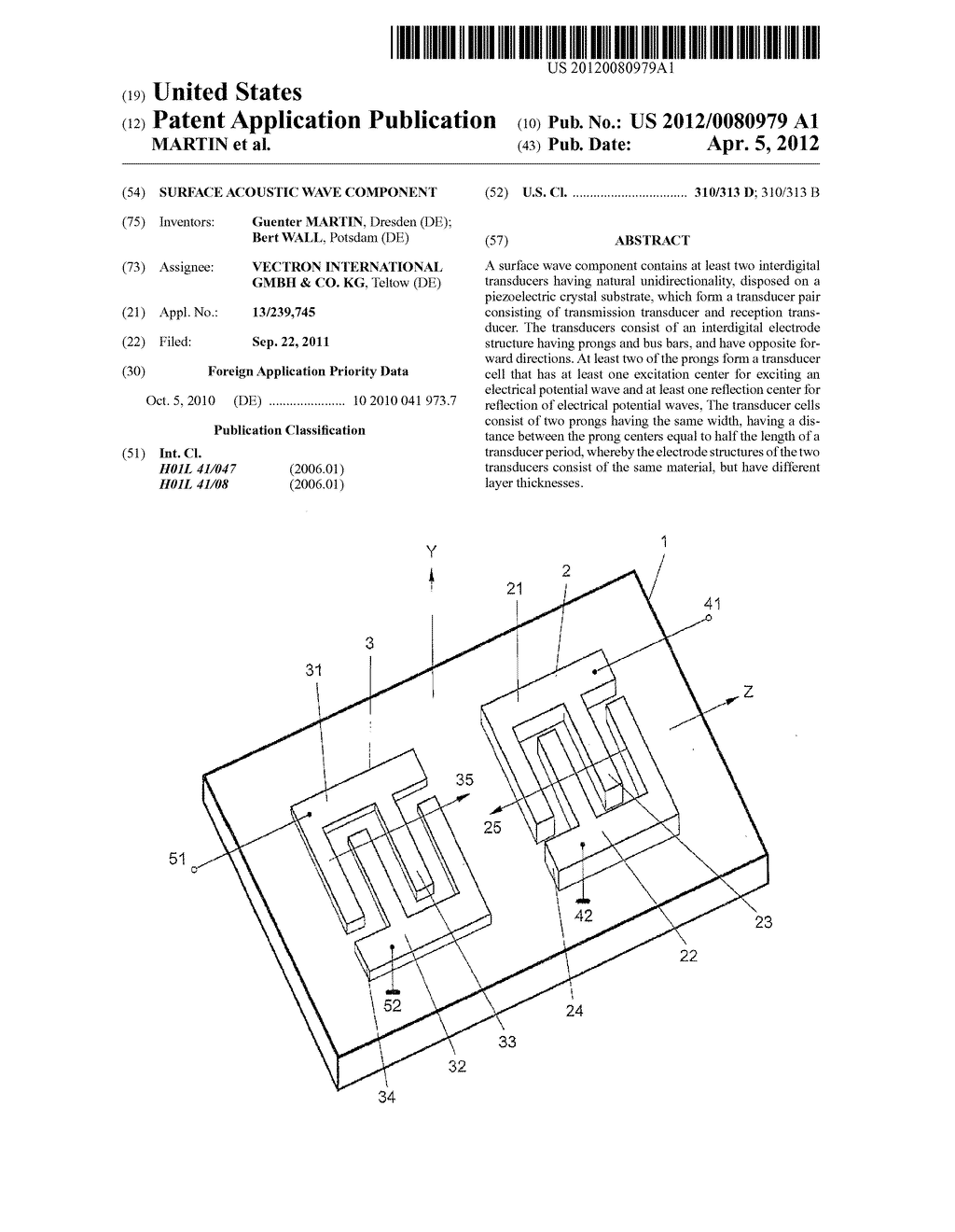 SURFACE ACOUSTIC WAVE COMPONENT - diagram, schematic, and image 01