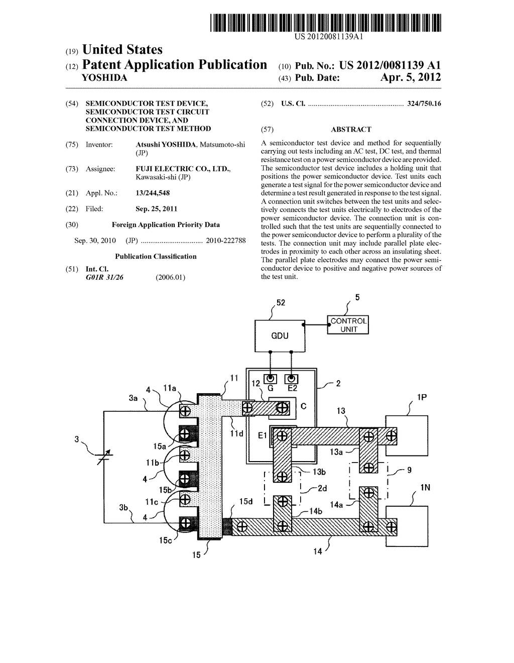 SEMICONDUCTOR TEST DEVICE, SEMICONDUCTOR TEST CIRCUIT CONNECTION DEVICE,     AND SEMICONDUCTOR TEST METHOD - diagram, schematic, and image 01