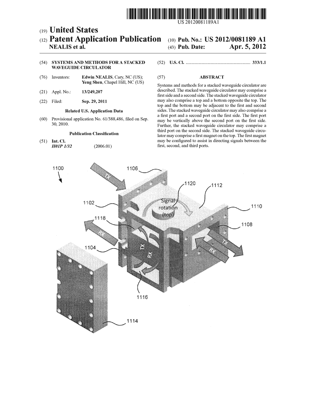 SYSTEMS AND METHODS FOR A STACKED WAVEGUIDE CIRCULATOR - diagram, schematic, and image 01