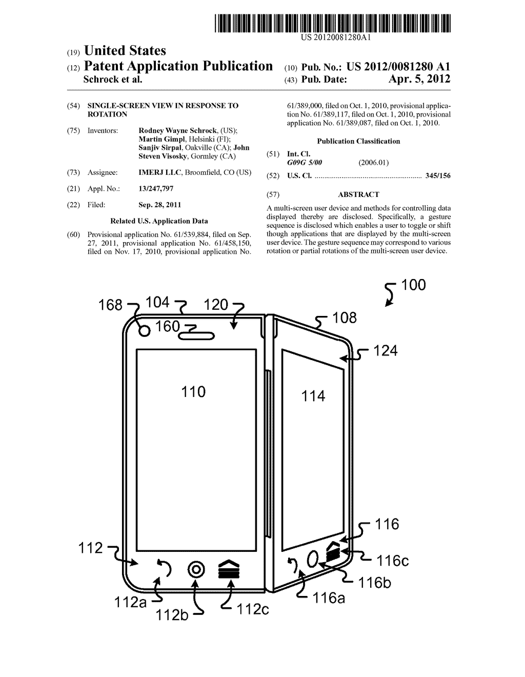 SINGLE-SCREEN VIEW IN RESPONSE TO ROTATION - diagram, schematic, and image 01