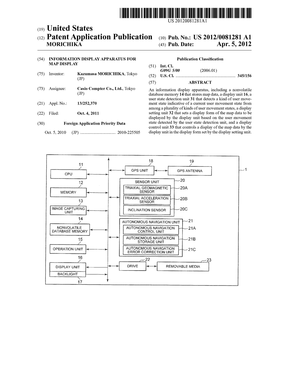 INFORMATION DISPLAY APPARATUS FOR MAP DISPLAY - diagram, schematic, and image 01