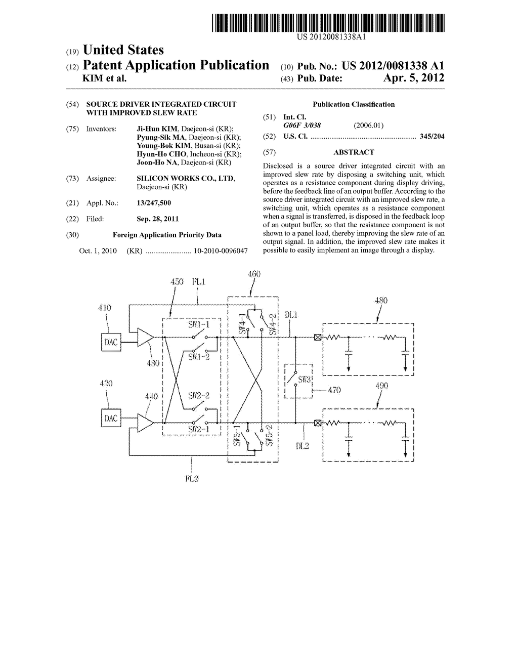 SOURCE DRIVER INTEGRATED CIRCUIT WITH IMPROVED SLEW RATE - diagram, schematic, and image 01