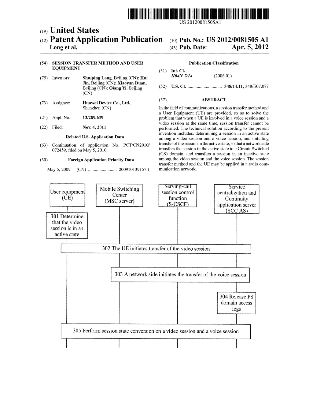 SESSION TRANSFER METHOD AND USER EQUIPMENT - diagram, schematic, and image 01