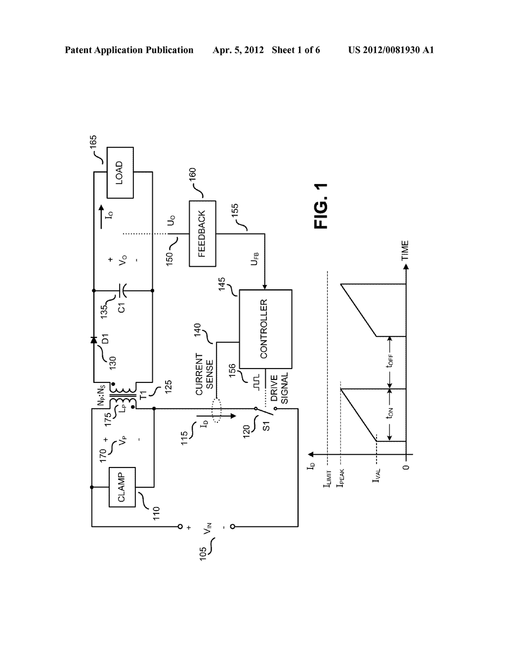 METHOD AND APPARATUS TO LIMIT MAXIMUM SWITCH CURRENT IN A SWITCHING POWER     SUPPLY - diagram, schematic, and image 02