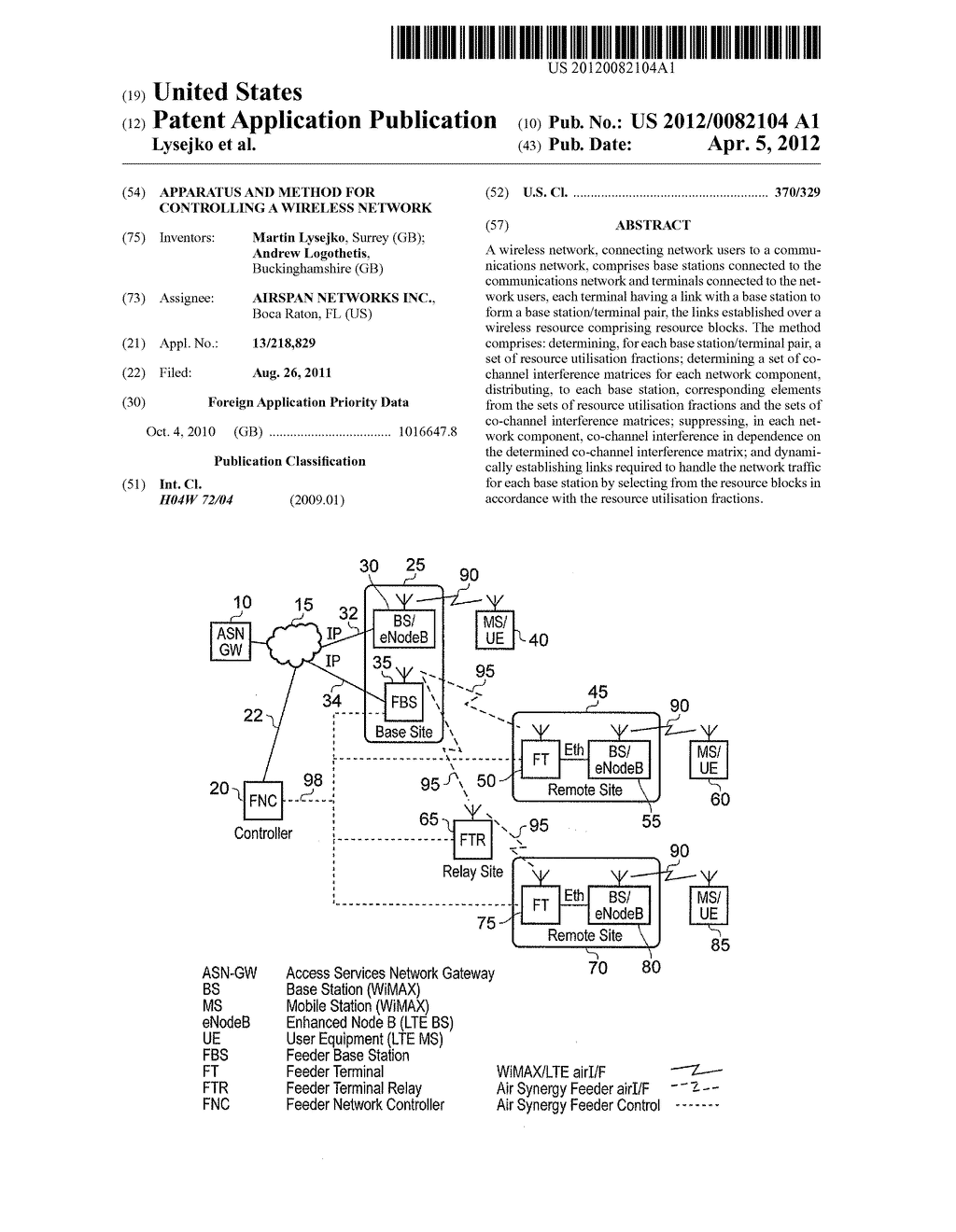 APPARATUS AND METHOD FOR CONTROLLING A WIRELESS NETWORK - diagram, schematic, and image 01