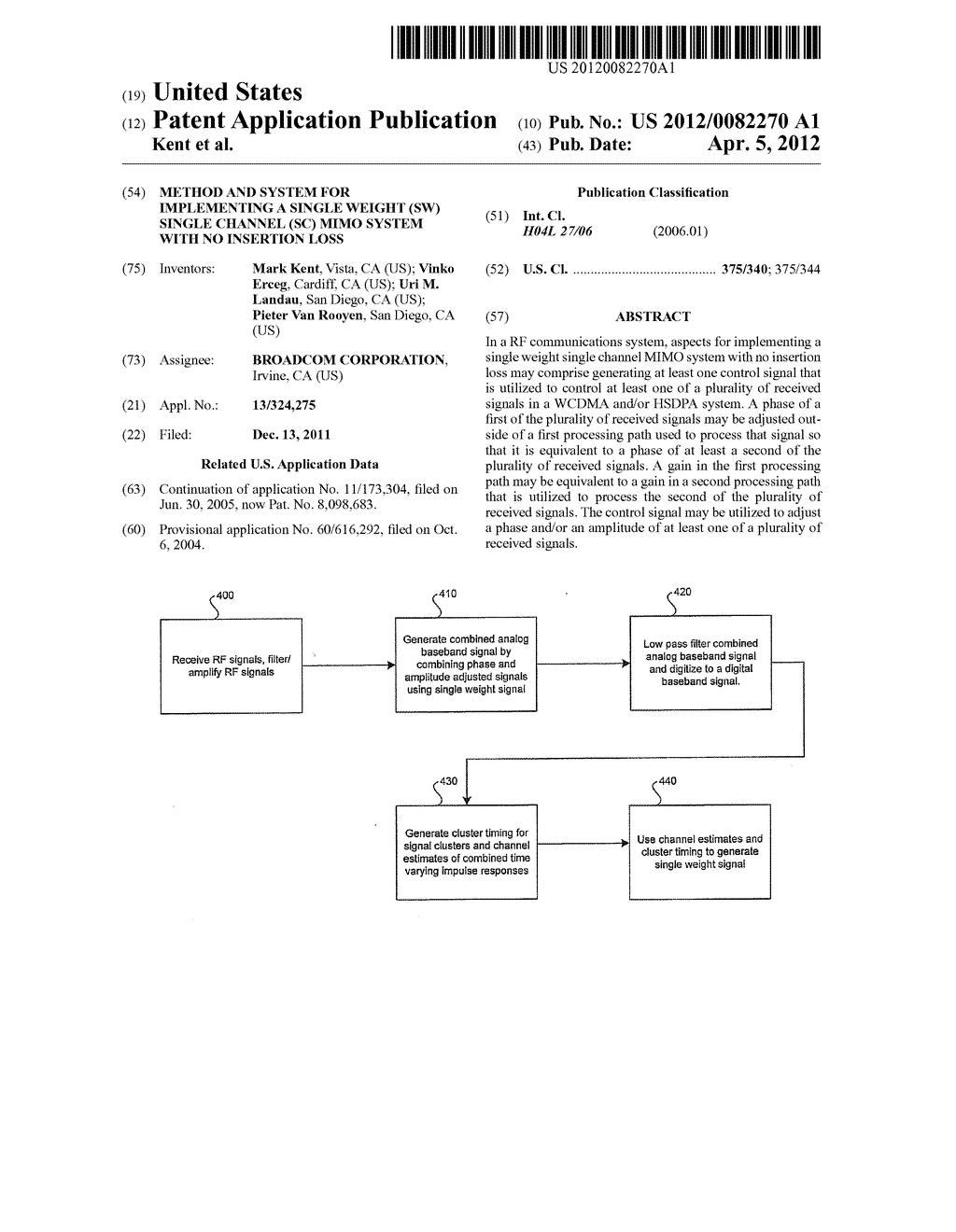 METHOD AND SYSTEM FOR IMPLEMENTING A SINGLE WEIGHT (SW) SINGLE CHANNEL     (SC) MIMO SYSTEM WITH NO INSERTION LOSS - diagram, schematic, and image 01
