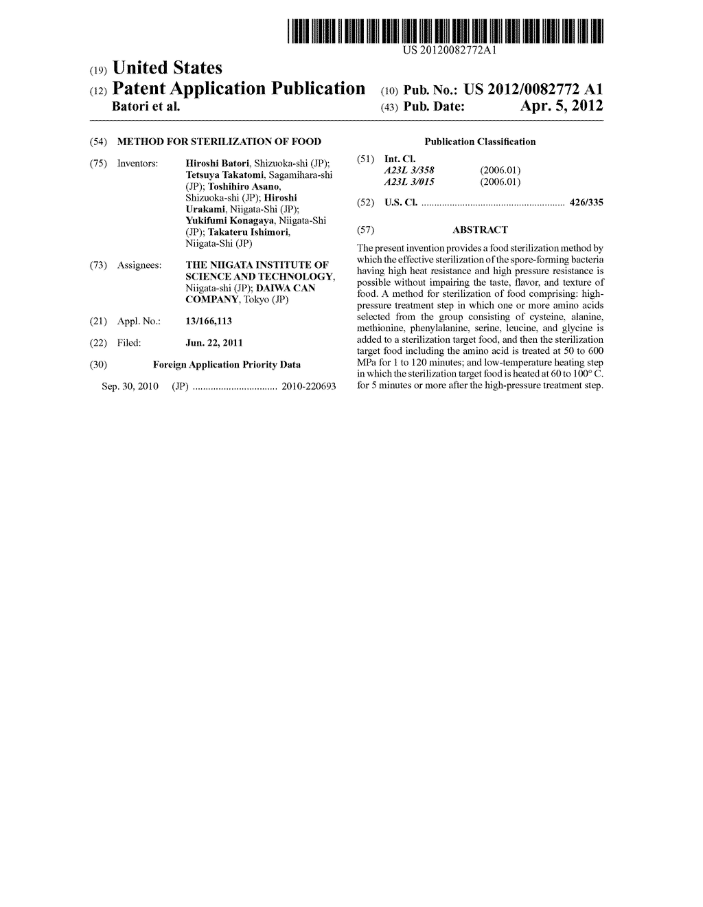 Method For Sterilization Of Food - diagram, schematic, and image 01