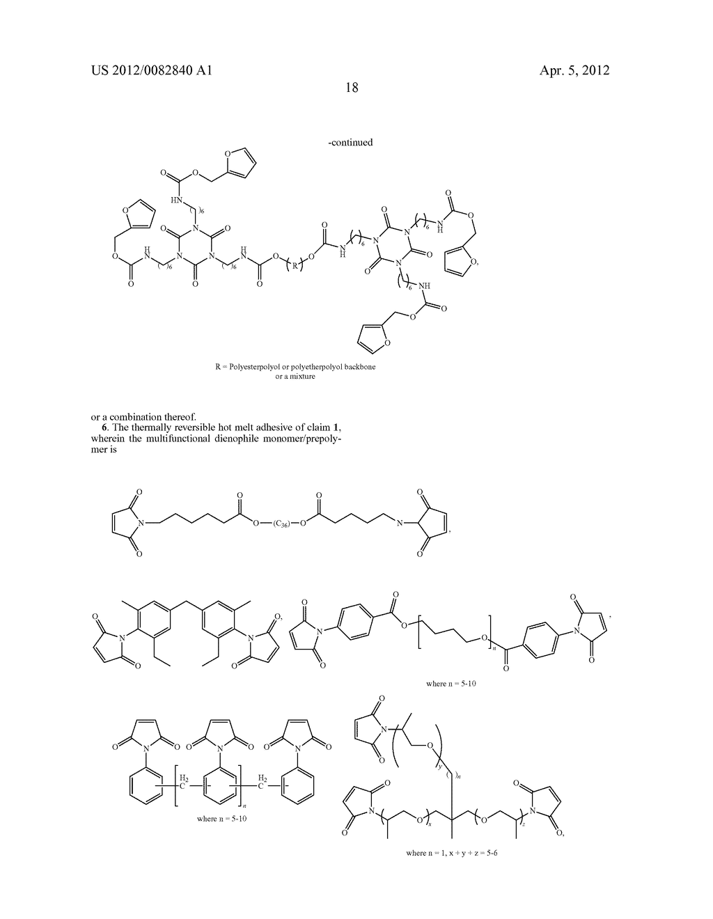 THERMALLY REVERSIBLE HOT MELT ADHESIVE COMPOSITION CONTAINING     MULTIFUNCTIONAL DIENE AND DIENOPHILE COMPOUNDS - diagram, schematic, and image 19