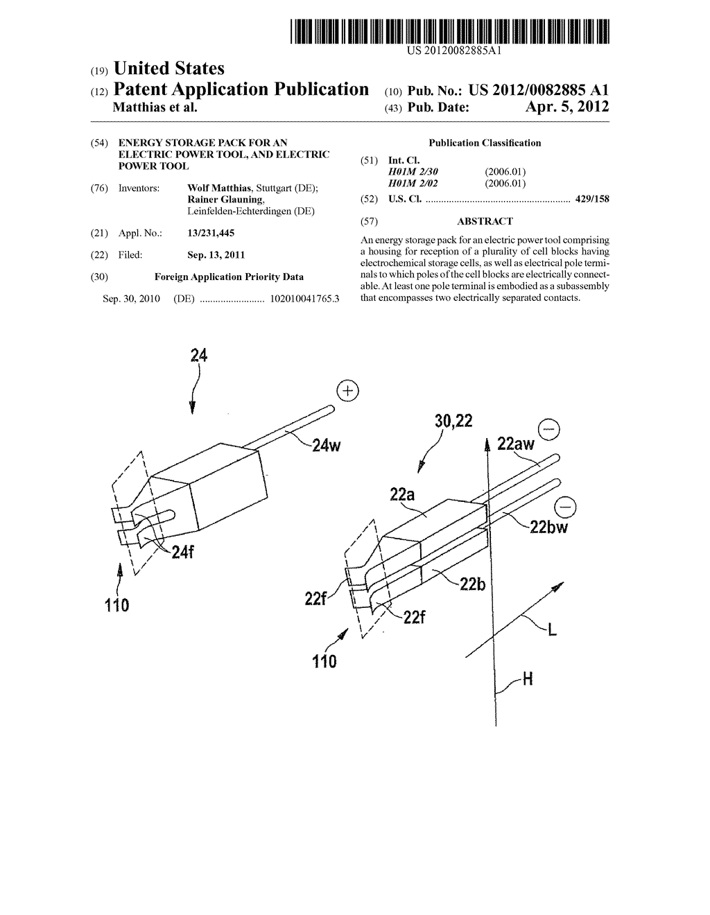 ENERGY STORAGE PACK FOR AN ELECTRIC POWER TOOL, AND ELECTRIC POWER TOOL - diagram, schematic, and image 01