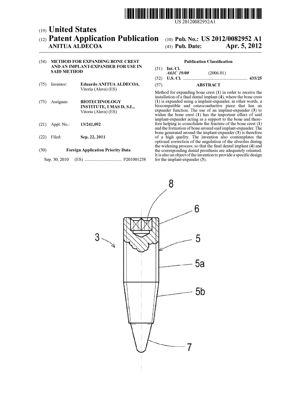 METHOD FOR EXPANDING BONE CREST AND AN IMPLANT-EXPANDER FOR USE IN SAID     METHOD - diagram, schematic, and image 01