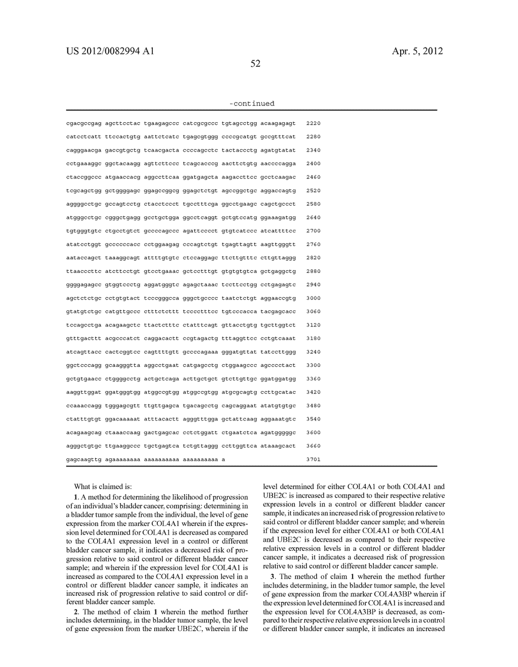 Expression Levels of COL4A1 and other Markers Correlating with Progression     or Non-Progression of Bladder Cancer - diagram, schematic, and image 62