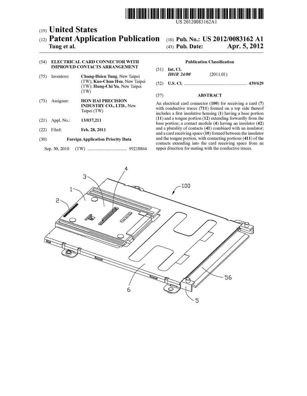 ELECTRICAL CARD CONNECTOR WITH IMPROVED CONTACTS ARRANGEMENT - diagram, schematic, and image 01