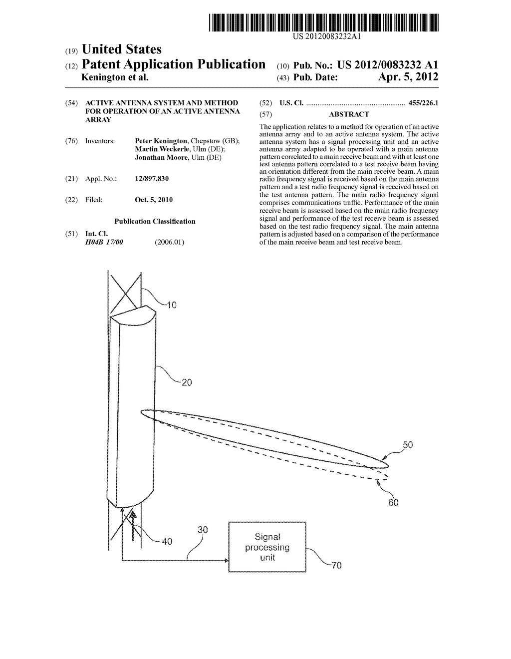ACTIVE ANTENNA SYSTEM AND METHOD FOR OPERATION OF AN ACTIVE ANTENNA ARRAY - diagram, schematic, and image 01