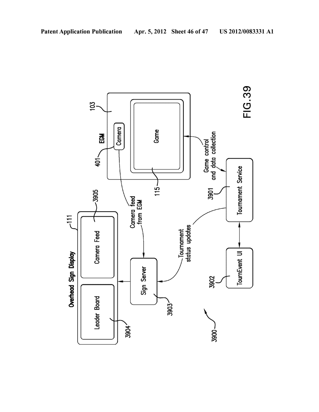 CONVERTIBLE IN-REVENUE AND OUT-OF-REVENUE GAMING SYSTEM AND METHOD WITH A     REAL-TIME STREAMING VIDEO FEED AND DISPLAY - diagram, schematic, and image 47