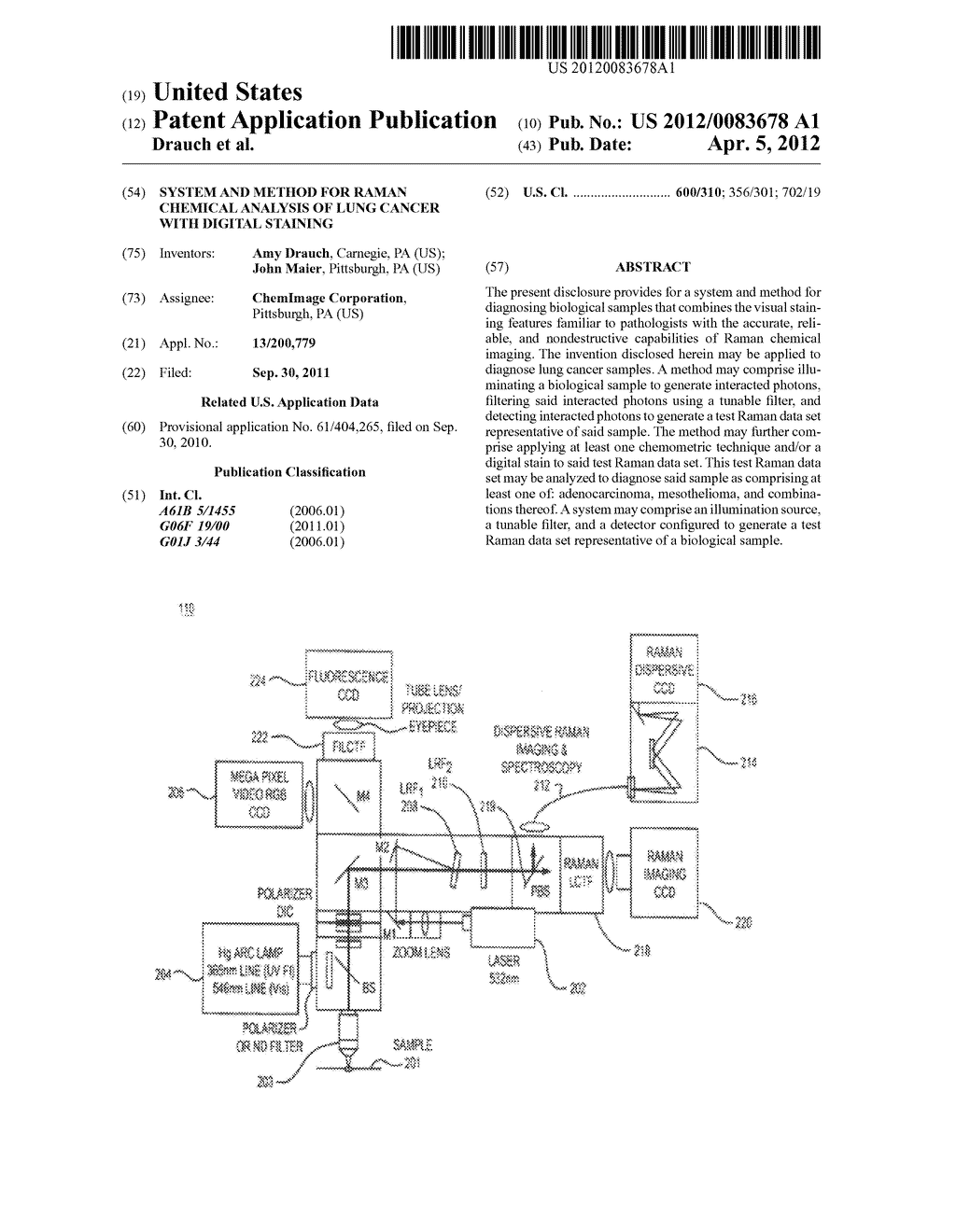 System and method for raman chemical analysis of lung cancer with digital     staining - diagram, schematic, and image 01