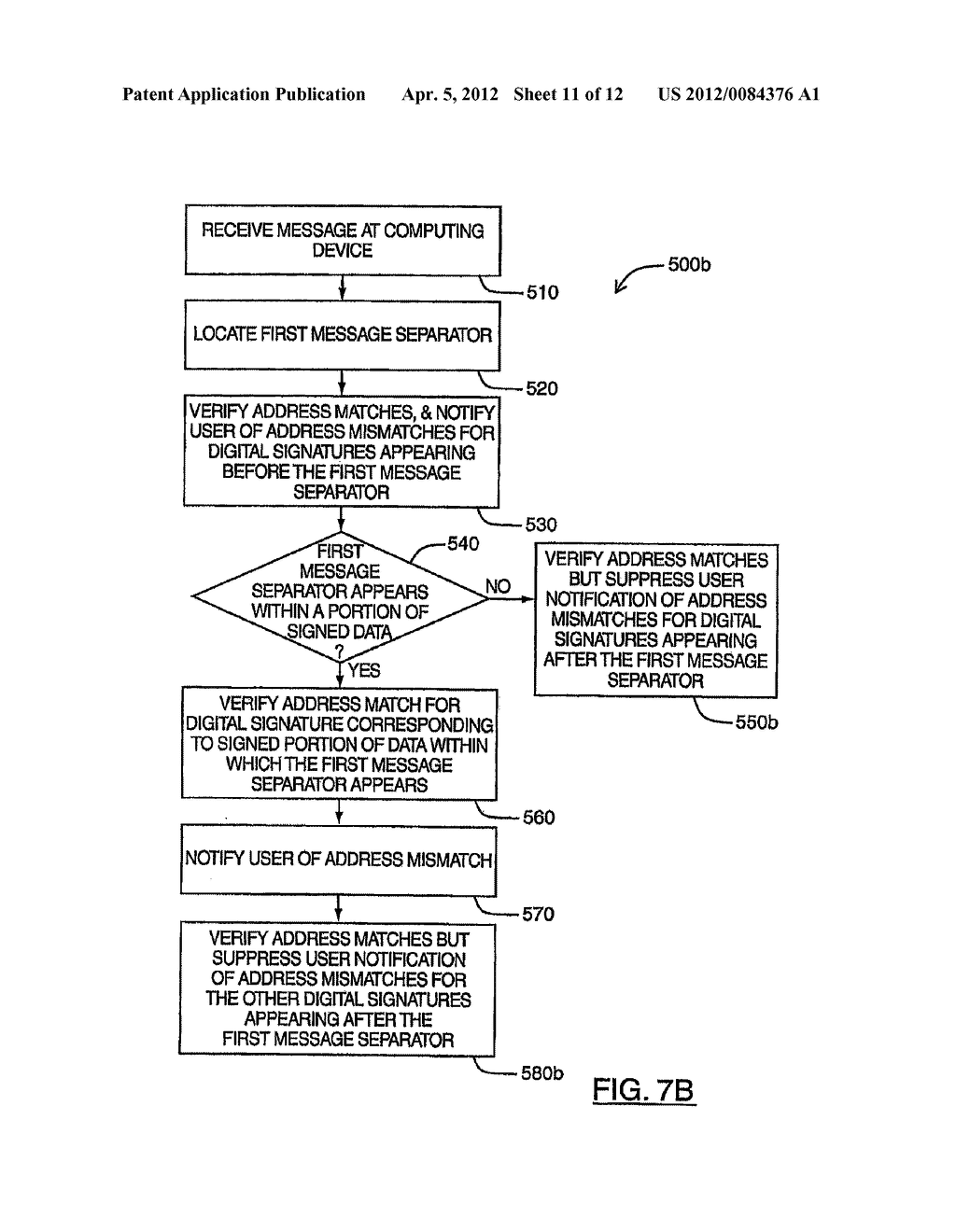 METHOD AND APPARATUS FOR PROCESSING DIGITALLY SIGNED MESSAGES TO DETERMINE     ADDRESS MISMATCHES - diagram, schematic, and image 12