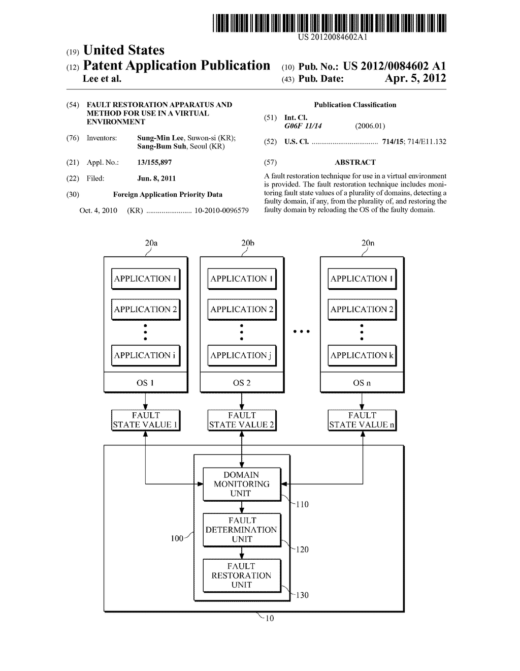 FAULT RESTORATION APPARATUS AND METHOD FOR USE IN A VIRTUAL ENVIRONMENT - diagram, schematic, and image 01