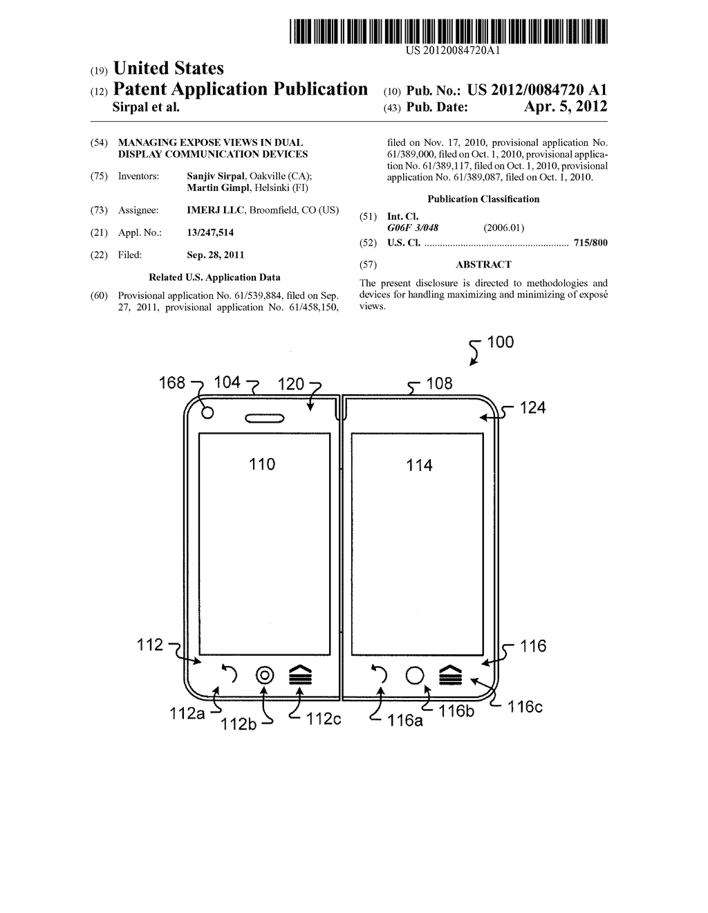 MANAGING EXPOSE VIEWS IN DUAL DISPLAY COMMUNICATION DEVICES - diagram, schematic, and image 01