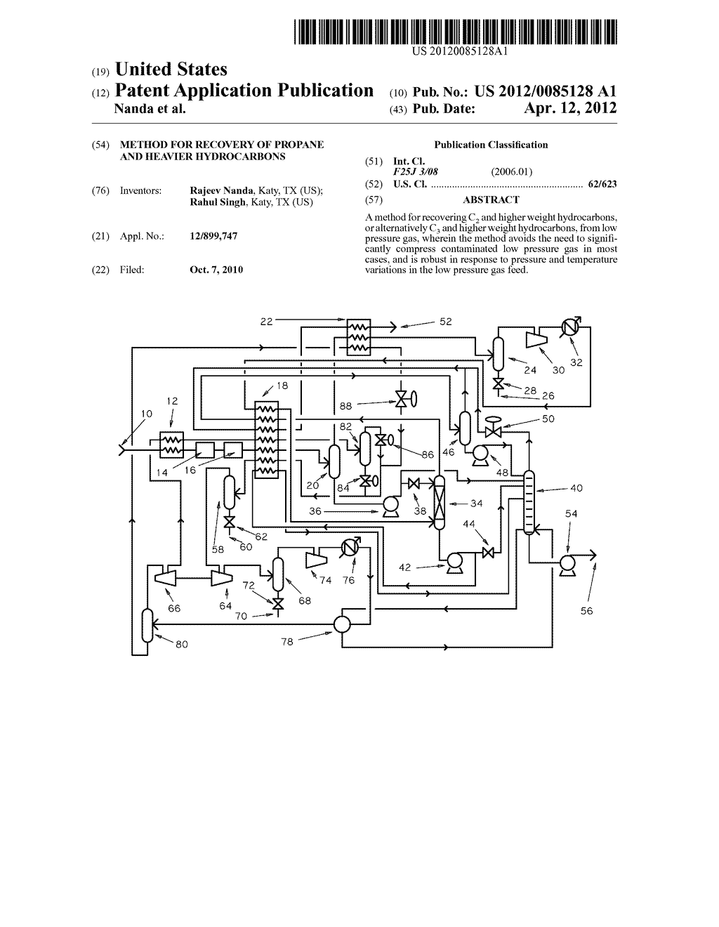 Method for Recovery of Propane and Heavier Hydrocarbons - diagram, schematic, and image 01