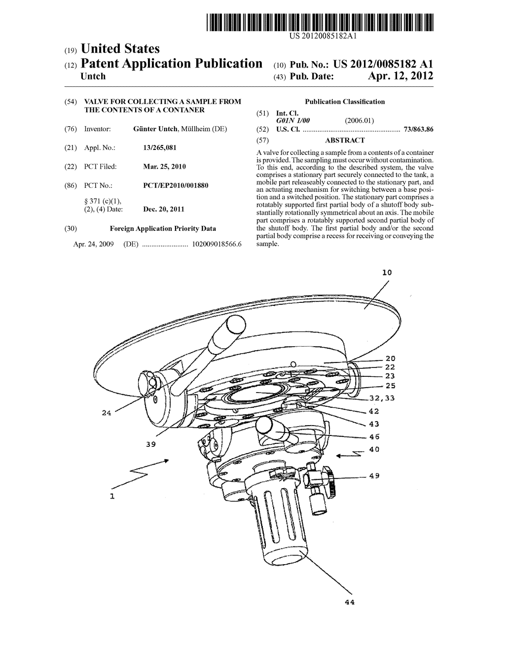 VALVE FOR COLLECTING A SAMPLE FROM THE CONTENTS OF A CONTANER - diagram, schematic, and image 01