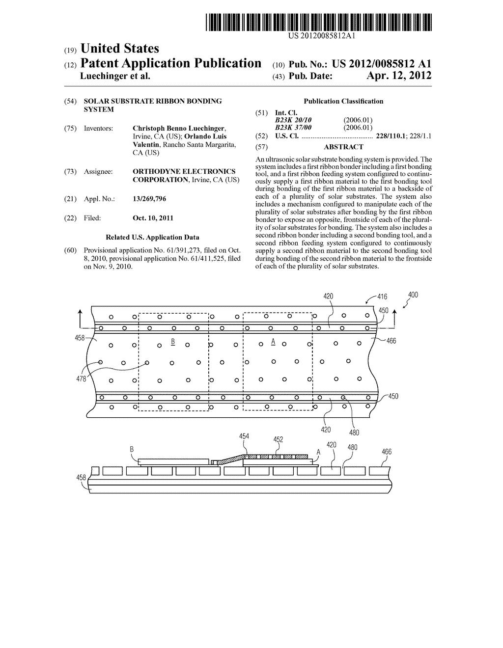 SOLAR SUBSTRATE RIBBON BONDING SYSTEM - diagram, schematic, and image 01