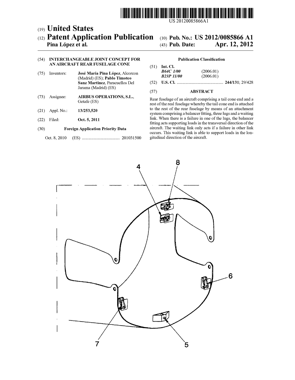 INTERCHANGEABLE JOINT CONCEPT FOR AN AIRCRAFT REAR FUSELAGE CONE - diagram, schematic, and image 01