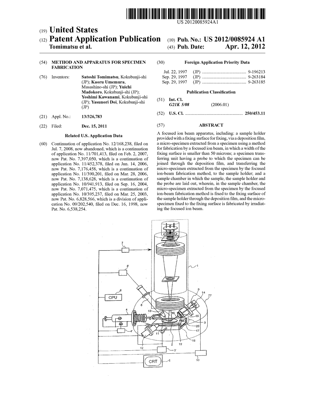 METHOD AND APPARATUS FOR SPECIMEN FABRICATION - diagram, schematic, and image 01