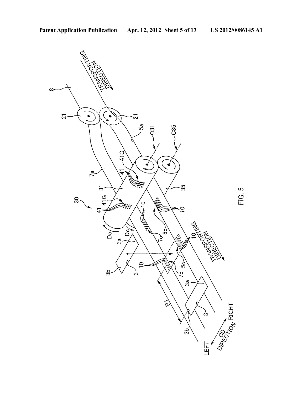 METHOD OF MANUFACTURING SHEET, METHOD OF MANUFACTURING MATERIAL OF     ABSORBENT ARTICLE, AND APPARATUS TO MANUFACTURE SHEET - diagram, schematic, and image 06