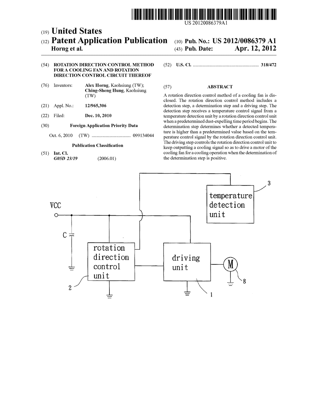 ROTATION DIRECTION CONTROL METHOD FOR A COOLING FAN AND ROTATION DIRECTION     CONTROL CIRCUIT THEREOF - diagram, schematic, and image 01