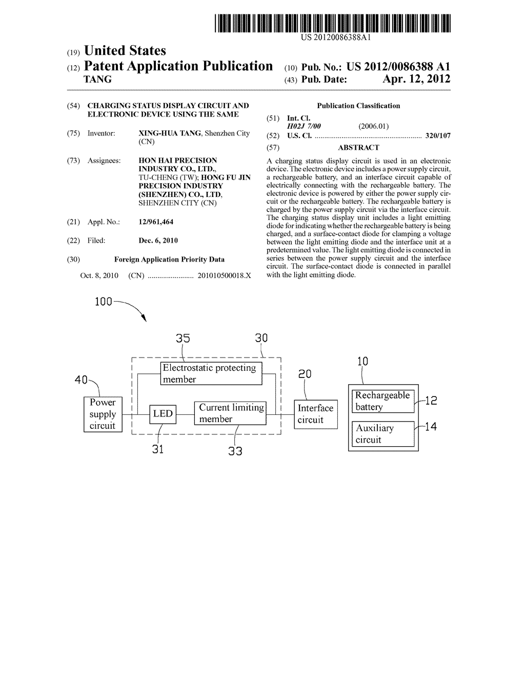 CHARGING STATUS DISPLAY CIRCUIT AND ELECTRONIC DEVICE USING THE SAME - diagram, schematic, and image 01