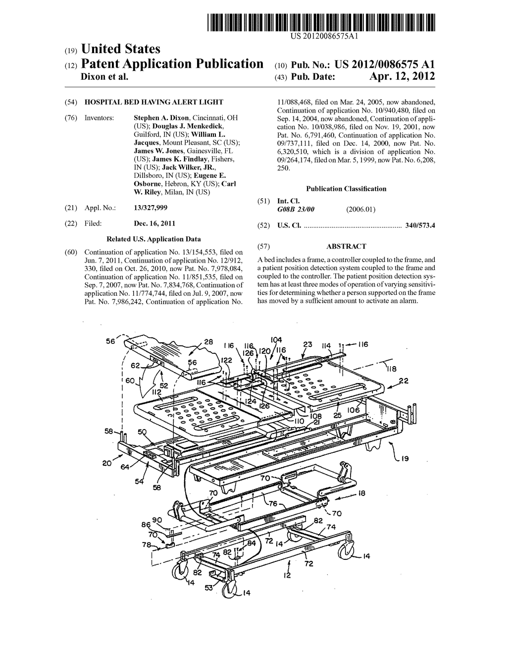 HOSPITAL BED HAVING ALERT LIGHT - diagram, schematic, and image 01