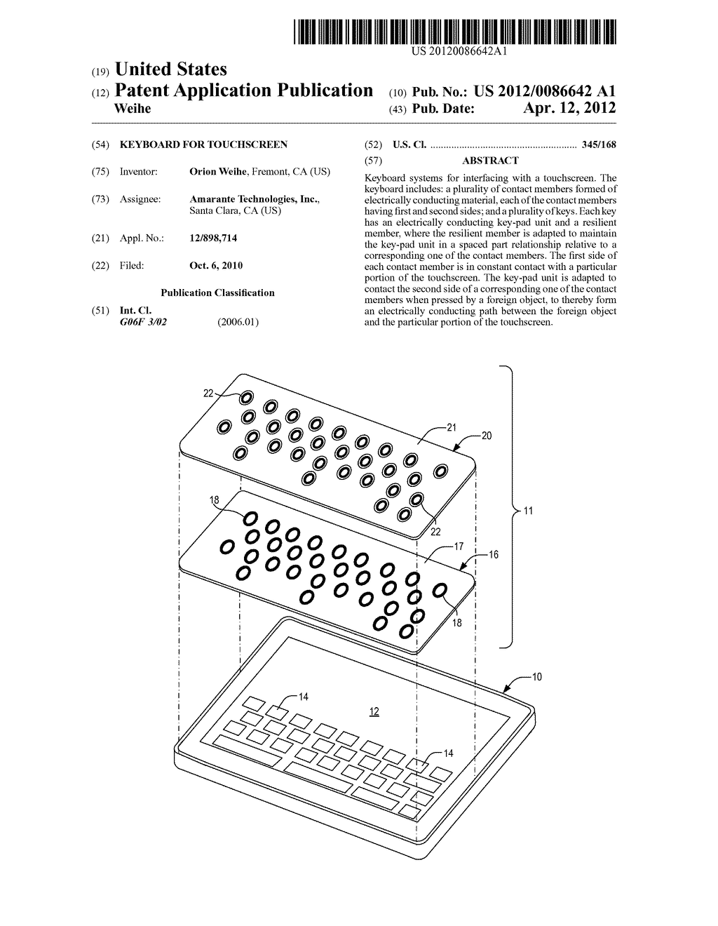 Keyboard for touchscreen - diagram, schematic, and image 01