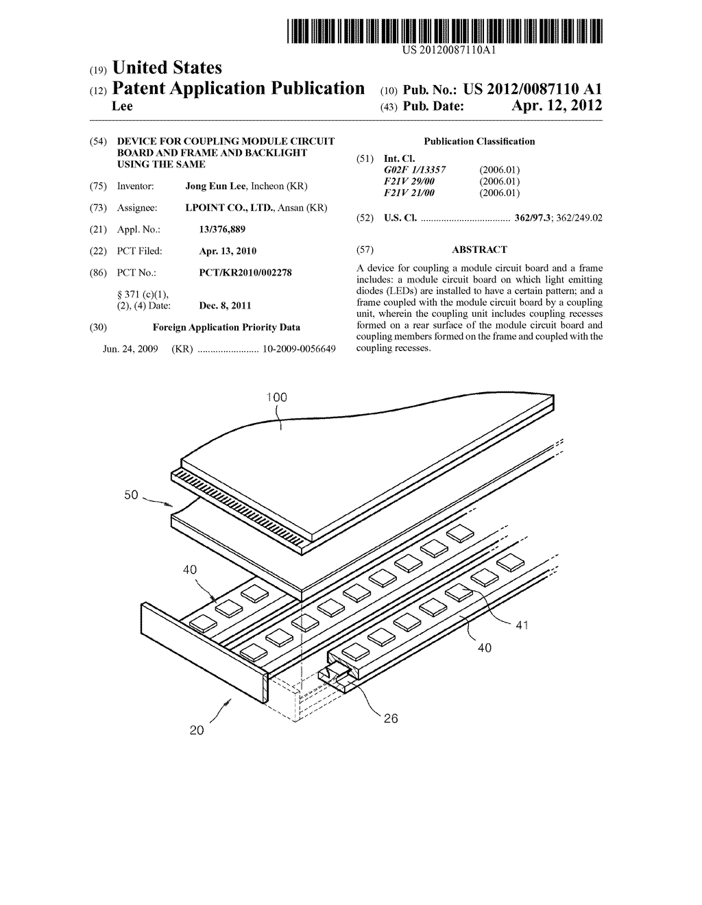 DEVICE FOR COUPLING MODULE CIRCUIT BOARD AND FRAME AND BACKLIGHT USING THE     SAME - diagram, schematic, and image 01